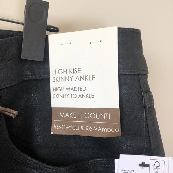 Vintage America High Rise Skinny Ankle Coated Jeans Black Women's Size 24W NWT’s - Picture 7 of 16